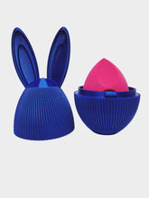 Load image into Gallery viewer, Royal Blue Satin Bunny Makeup Beauty Blender Case