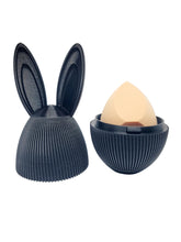 Load image into Gallery viewer, Beauty Blender Makeup Case Black Satin Bunny Cosmetic Holder