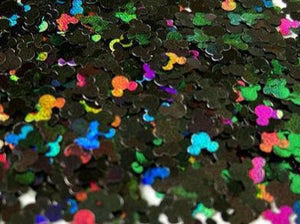 1oz Black Holographic "Mickey Mouse" Shaped Glitter, Cosmetic Glitter Mixes