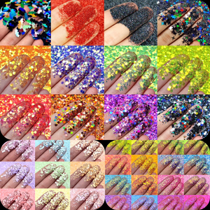 10 Assorted Glitter Colors (4) Gram Bags Chunky & Fine Cosmetic Grade For Epoxy, Tumblers, Makeup, Cosmetic, Nail Art Resin Jewelry