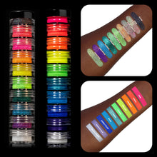 Load image into Gallery viewer, 20 MYO Ultra Bright &amp; Rainbow Glitter Stackable Jar Duo Set Mica Cosmetic Mineral Makeup.